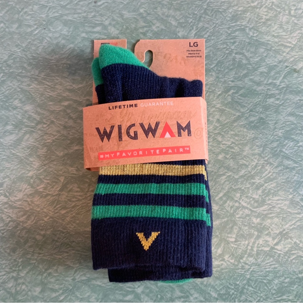 Wigwam Navy and Green Striped Casual Socks